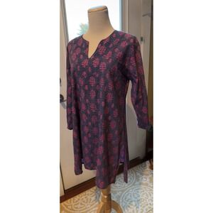 Mexicali Blues Women Size Small Boho Bohemian Hippie Lagenlook‎ Blouse Red Leaf